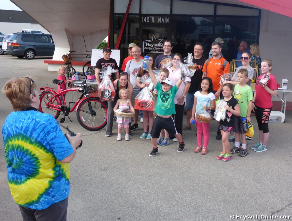 The bike and prize winners.