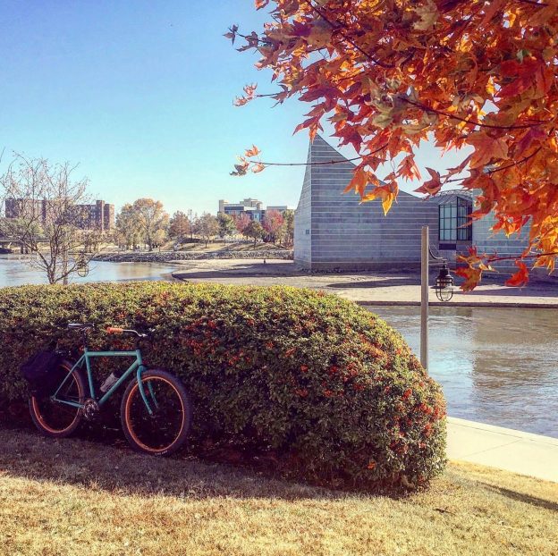 Ratrod bike at the river.