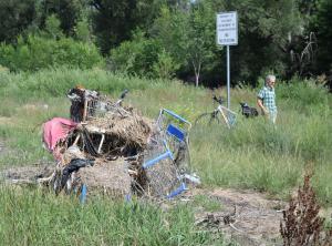 Grocery carts pulled from the Monument Creek Colorado Springs.