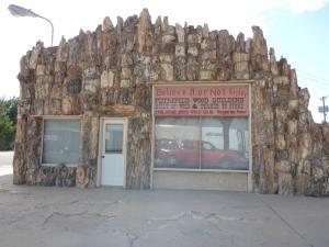 Building made of petrified wood in Lamar Colorado.